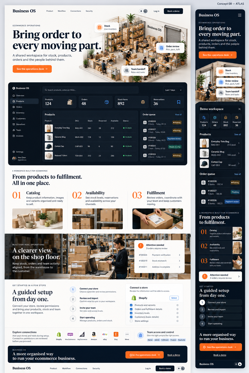 Atlas approved reference showing desktop and mobile layouts