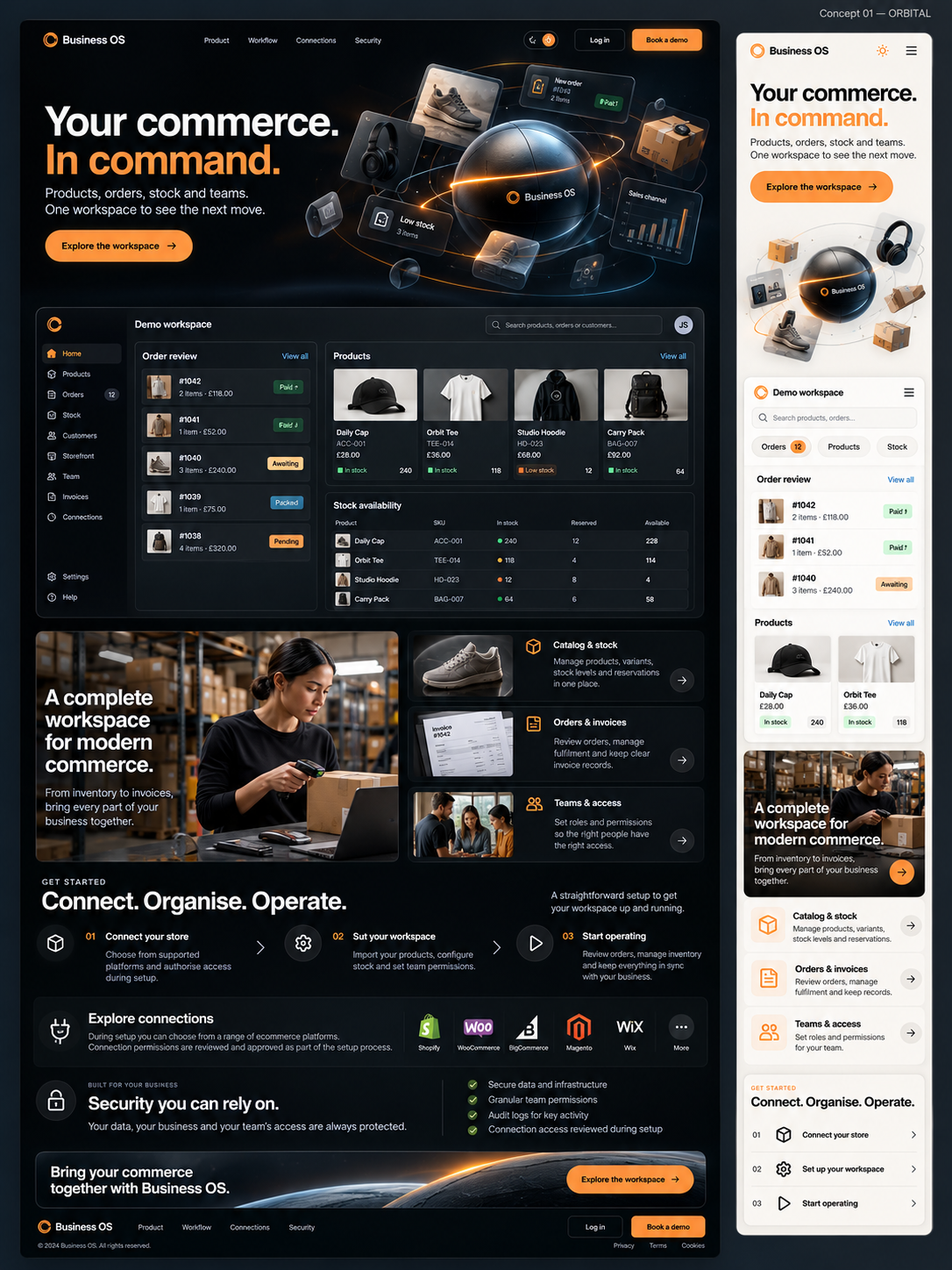 Orbital approved reference showing desktop and mobile layouts