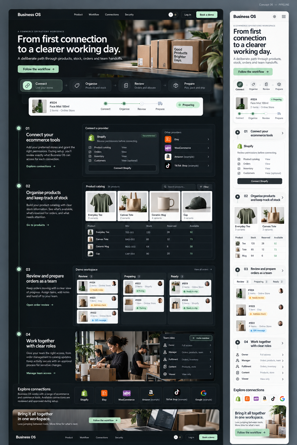 Pipeline approved reference showing desktop and mobile layouts